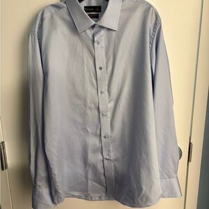 Tiglio Luxe Doppio Ritorto Dress Shirt Men's 17 1/2 34/35 Light Blue Cotton